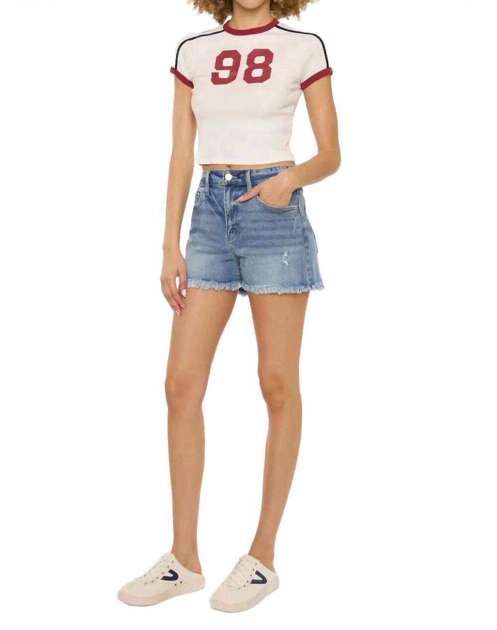 NEW KANCAN cosmic high rise mom shorts in blue